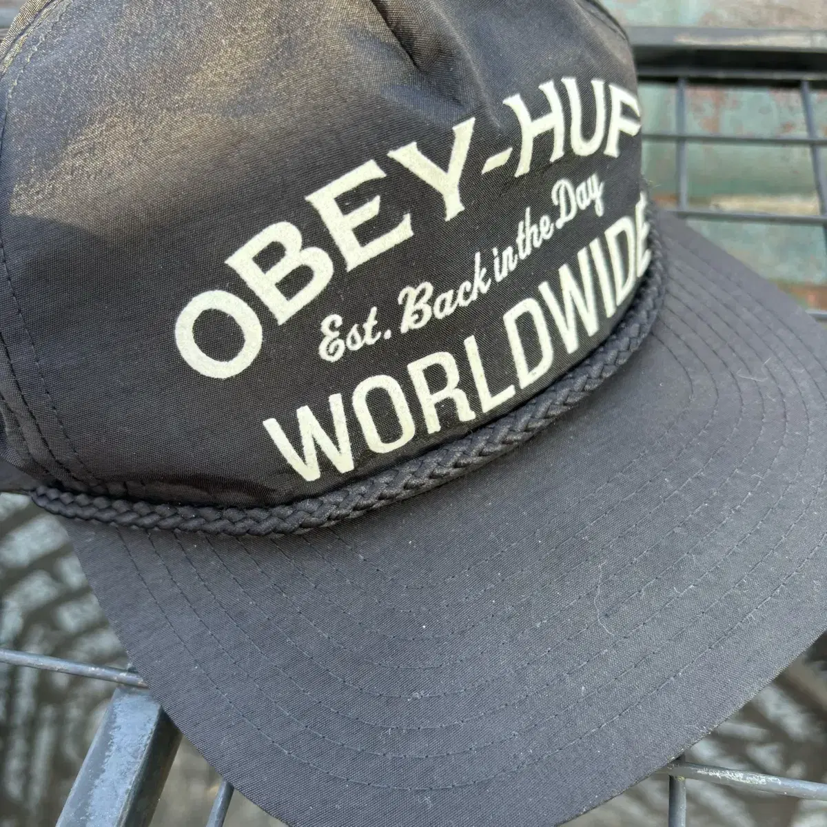 Obey X HUF 오베이 허프 콜라보 블랙 나일론 볼캡