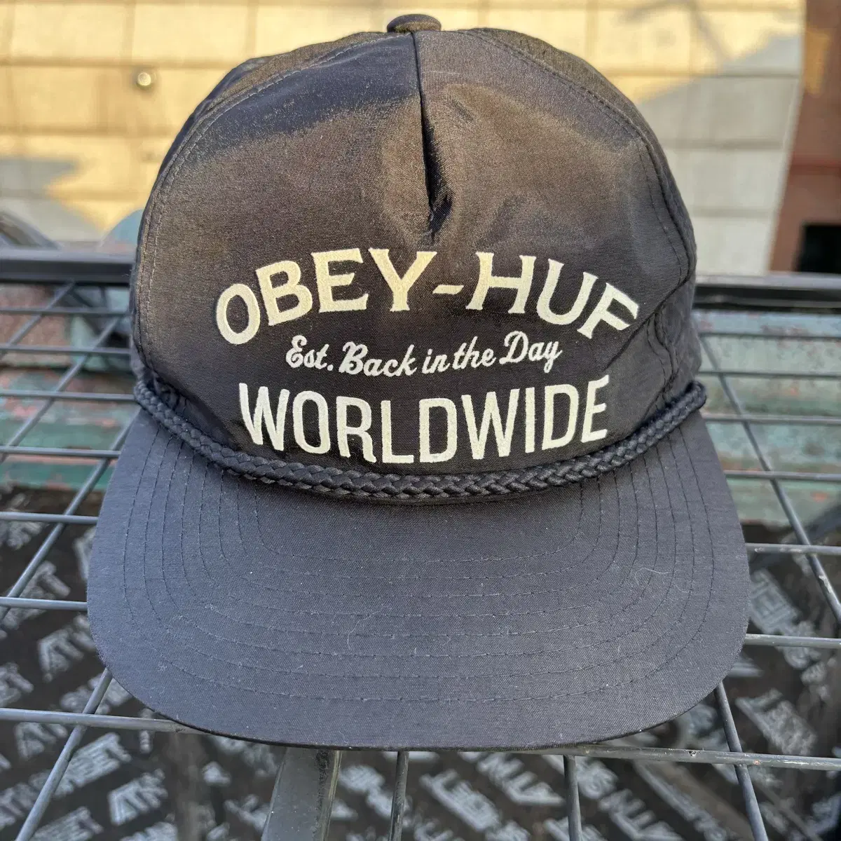 Obey X HUF 오베이 허프 콜라보 블랙 나일론 볼캡