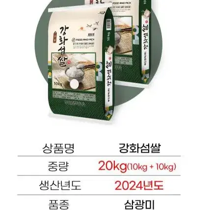 쌀 20kg - 강화섬쌀 상등급 단일품종 햅쌀 삼광미