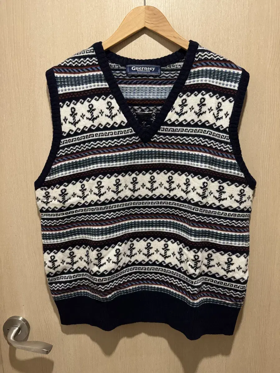 Guernsey Woollen Merino Wool Fair Isle Knit Vest XL