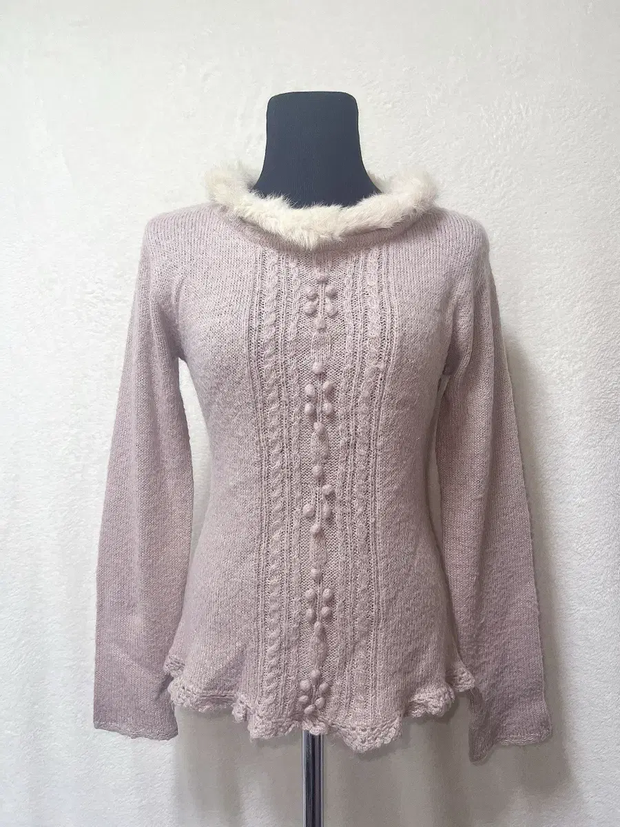 Rosacherry indigo pink crocheted knit latteGyaru Himekaji Mori Hagumi Hachi Grunge