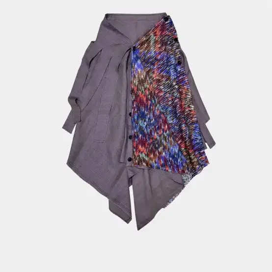 0tape FRINGE KNIT BUTTON SKIRT PURPLE