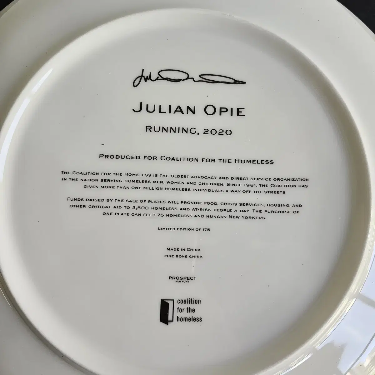 줄리안 오피 한정판 접시 Juian Opie Art Plate