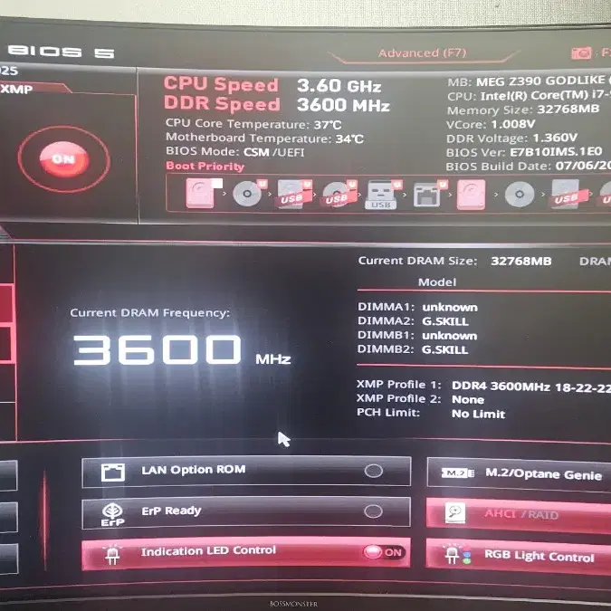 MSI MEG Z390 GODLIKE 팝니다.