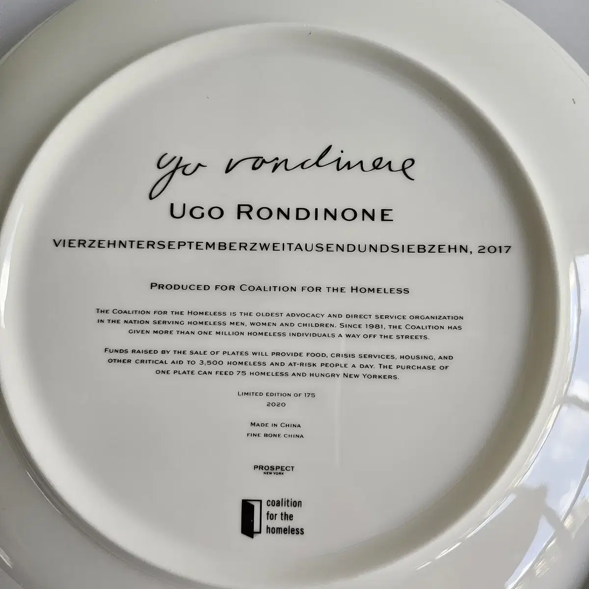 우고 론디노네 한정판 아트 접시 Ugo Rondinone ArtPlate