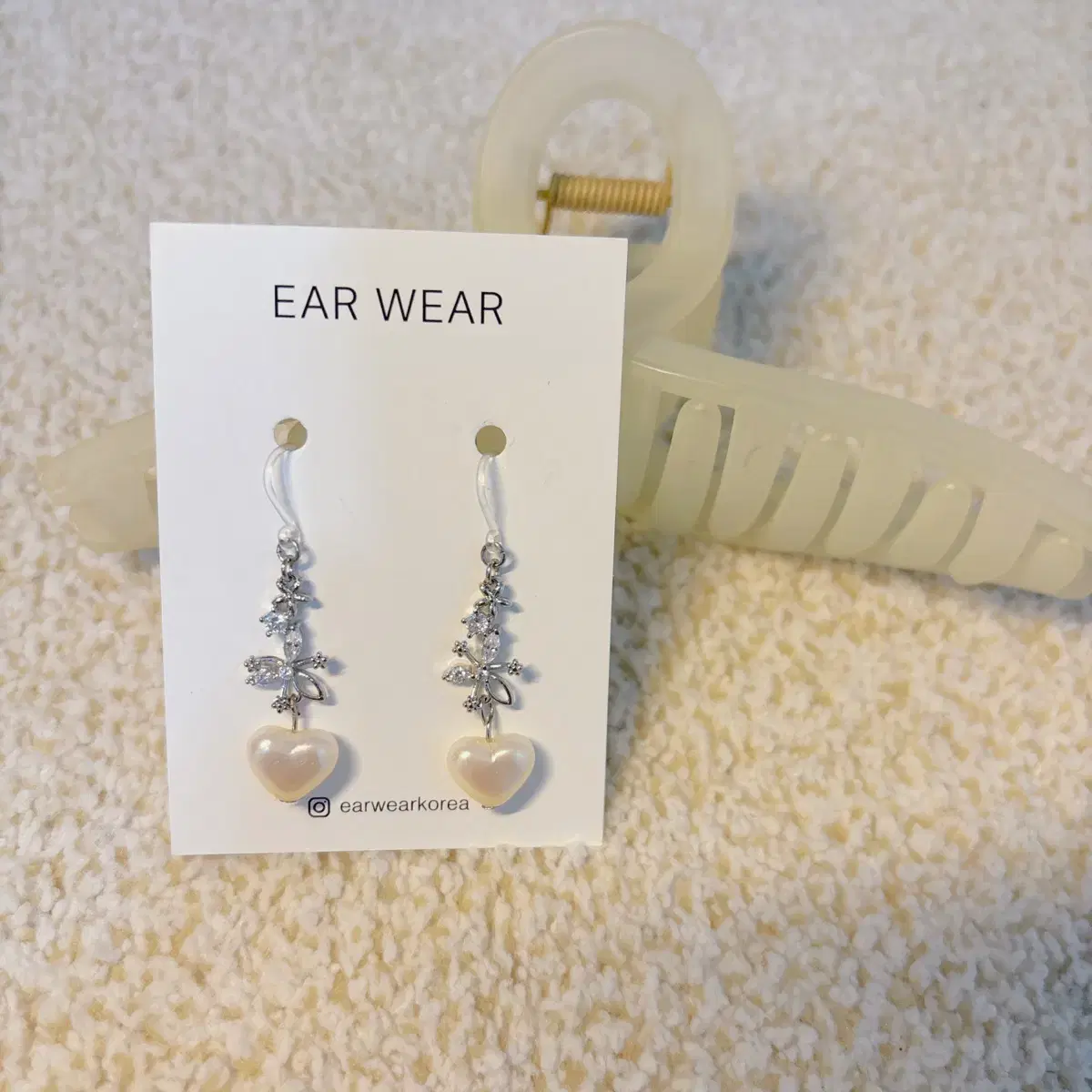 핸드메이드/새상품) EAR WEAR 플라워 하트 귀걸이/귀찌 (골드/