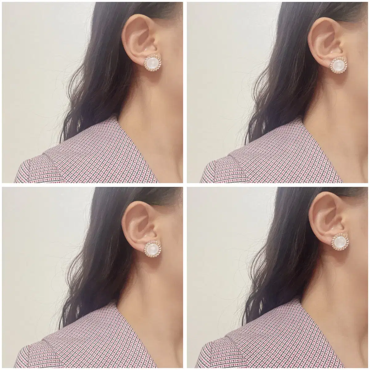 새상품/핸드메이드) EAR WEAR 투명유리 골드 귀걸이/귀찌 (골드