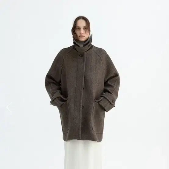 monoha wool half coat brown 모노하 코트