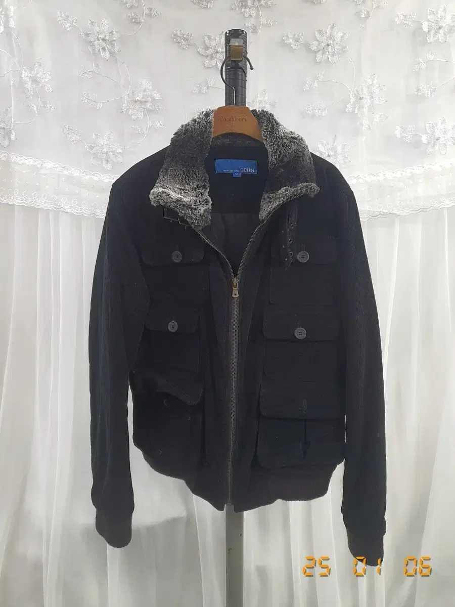 Corduroy Quilted Jacket 50 Black