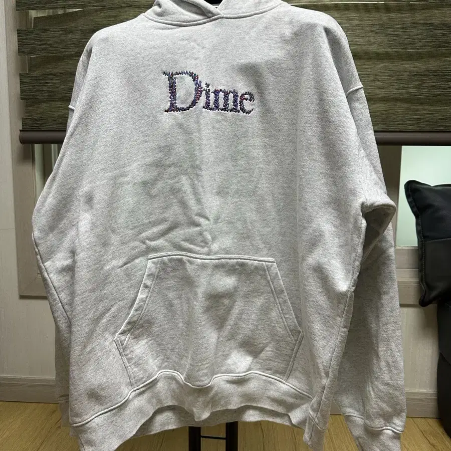 [XL]다임 DIME 자수 로고 후드 티셔츠 (그레이)