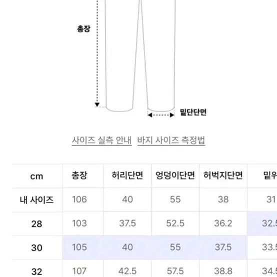 비슬로우 투턱 데님팬츠 실착 0 사이즈 32