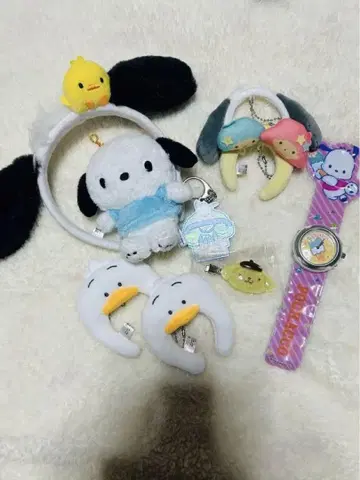 산리오 모음 판매 머리띠 키링 키링 헤어 클립 시계