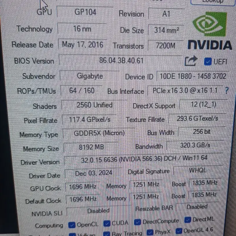 그래픽카드 gtx1080 8g