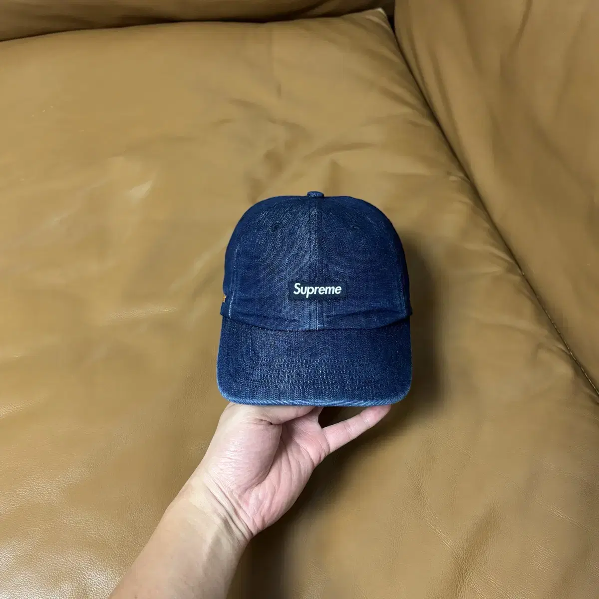 Supreme 슈프림 데님 6패널 볼캡 모자 (Washed Denim)