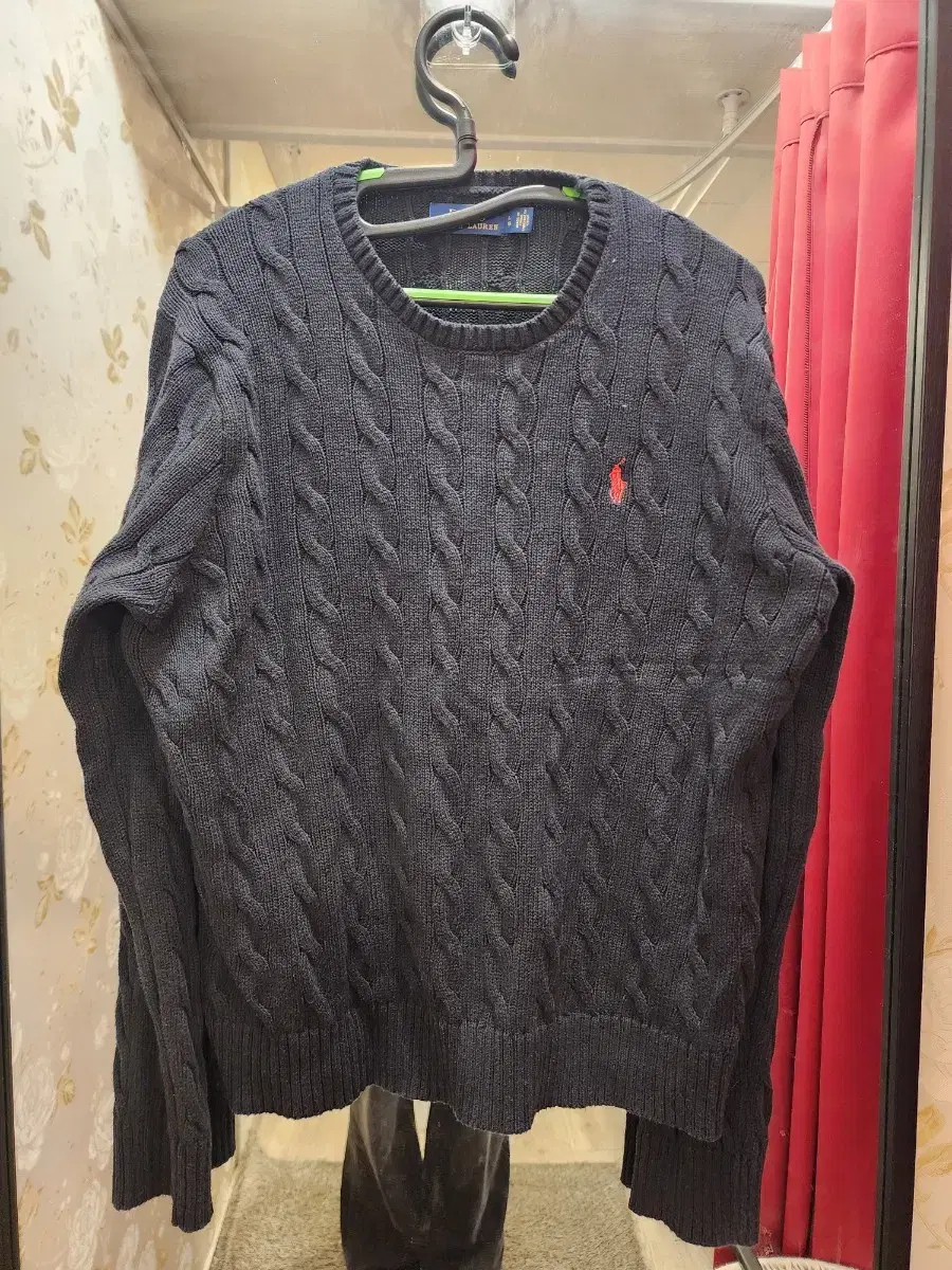 1/7 Polo Cable Knit Boys' Size L