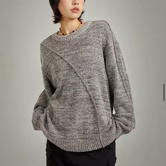 노원엘스 박시 니트 스웨터 Diagonal Boxy Knit Sweate