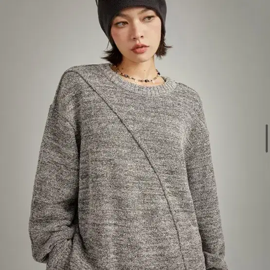 노원엘스 박시 니트 스웨터 Diagonal Boxy Knit Sweate