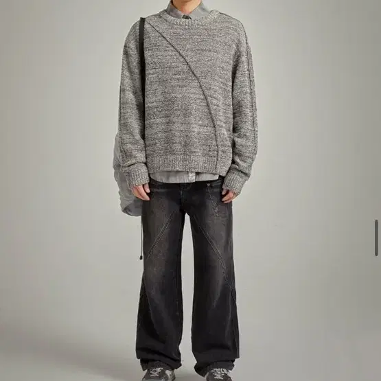 노원엘스 박시 니트 스웨터 Diagonal Boxy Knit Sweate