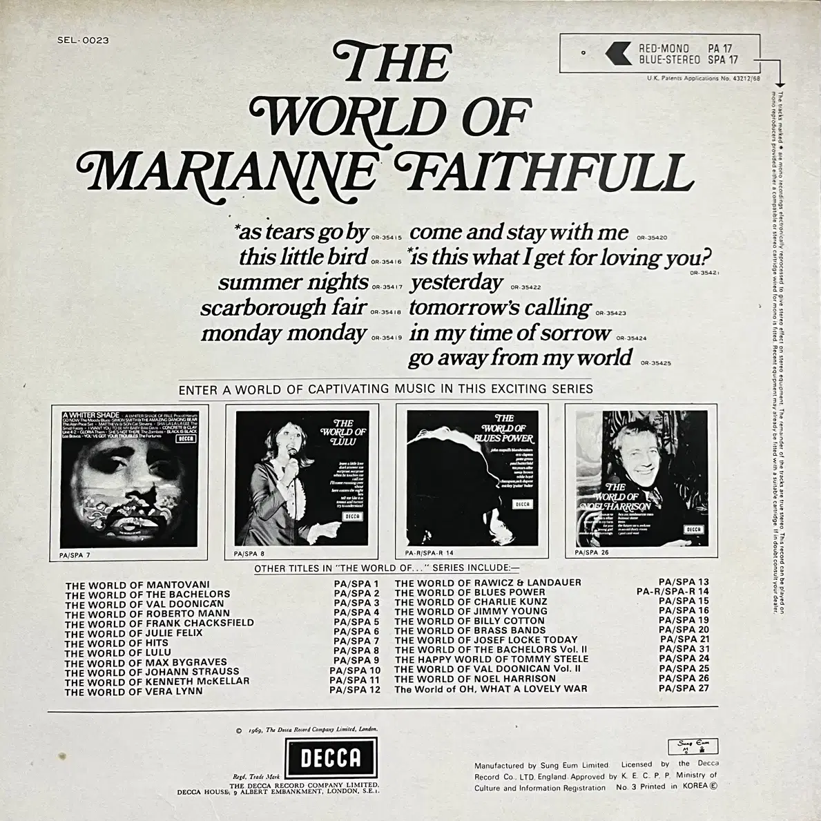 Marianne Faithfull -The World Of lp