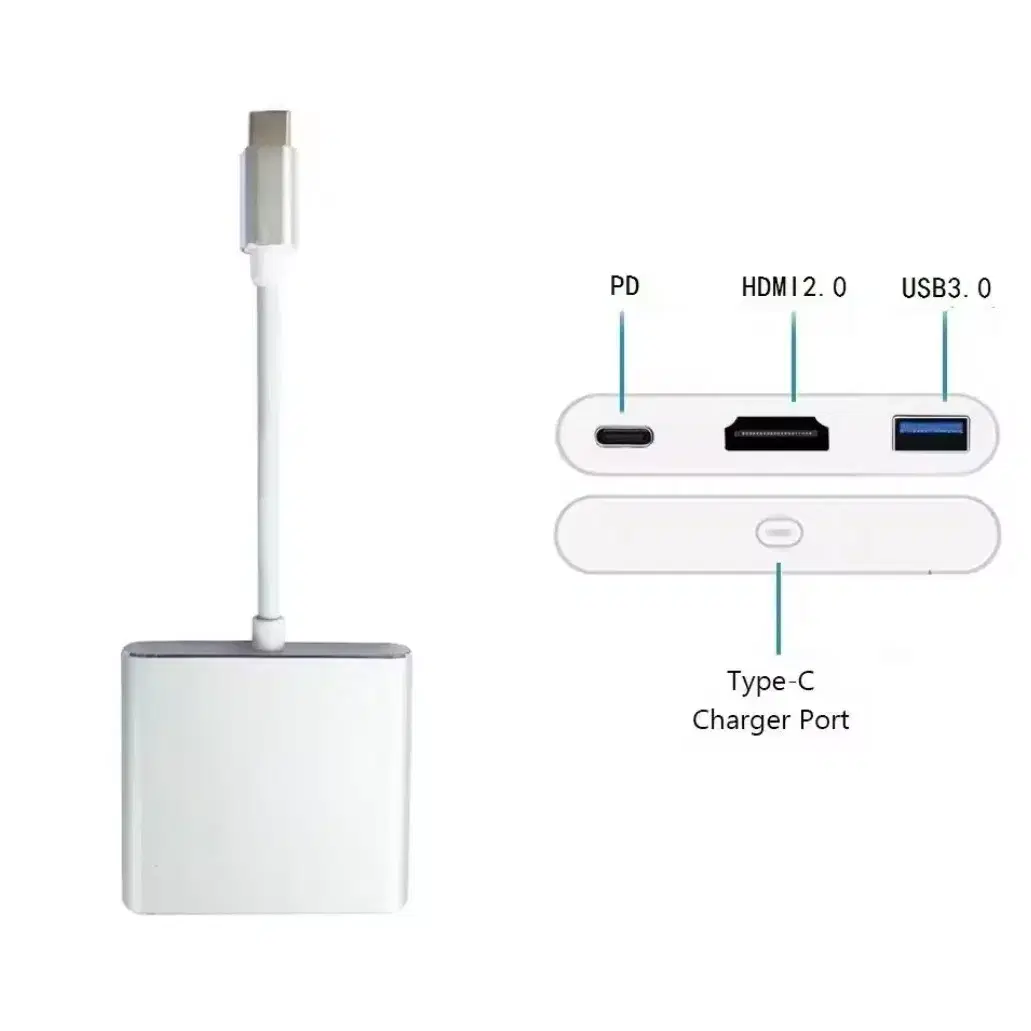 4K 타입 C to HDMI 호환 어댑터, USB 3.0 허브