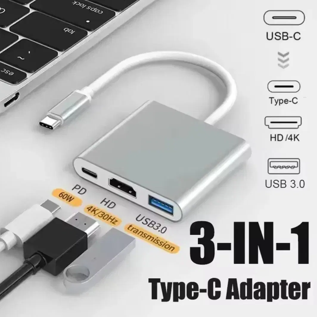 4K 타입 C to HDMI 호환 어댑터, USB 3.0 허브