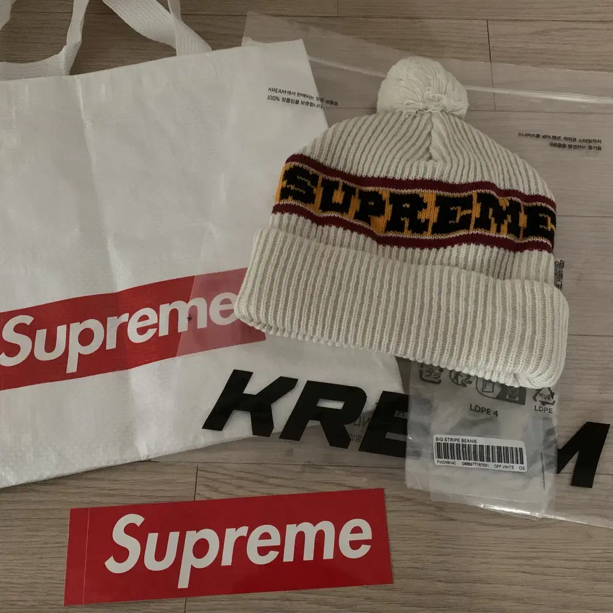 (당일배송)슈프림 비니 Supreme Big Stripe Beanie