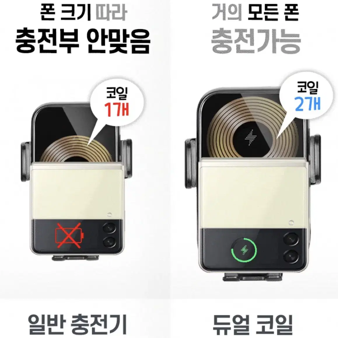 15W 차량용 고속 무선 충전 거치대 송풍구 거치 Z플립 Z폴드 아이폰