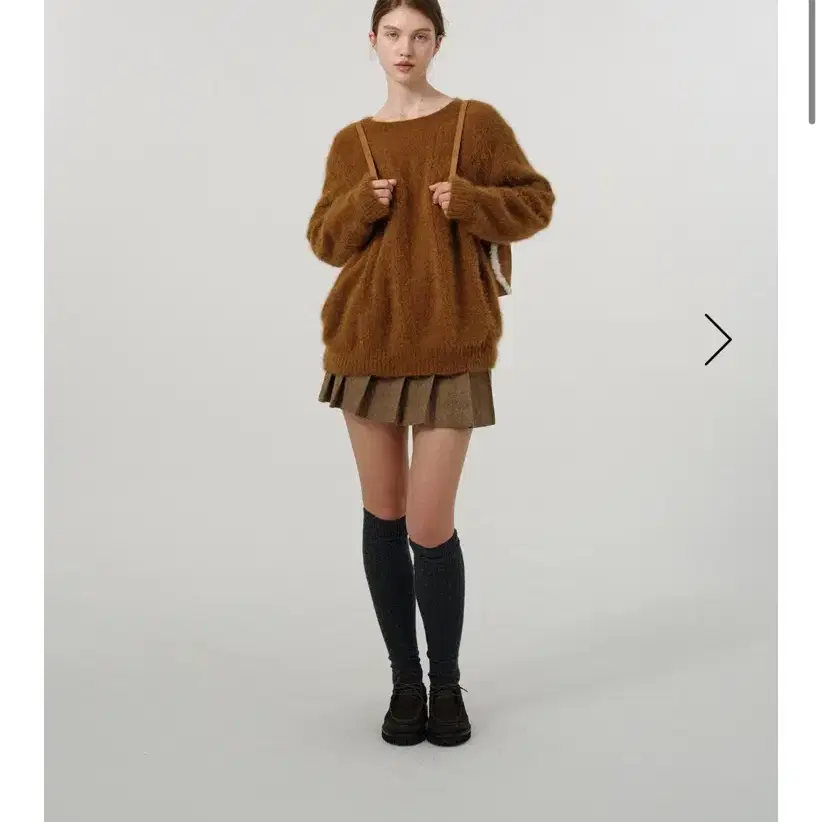 Brown Brushed Cable Knit Sweater