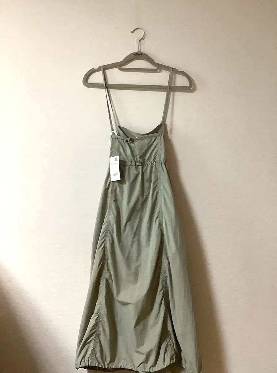 ruched string bustier khaki long onepiece