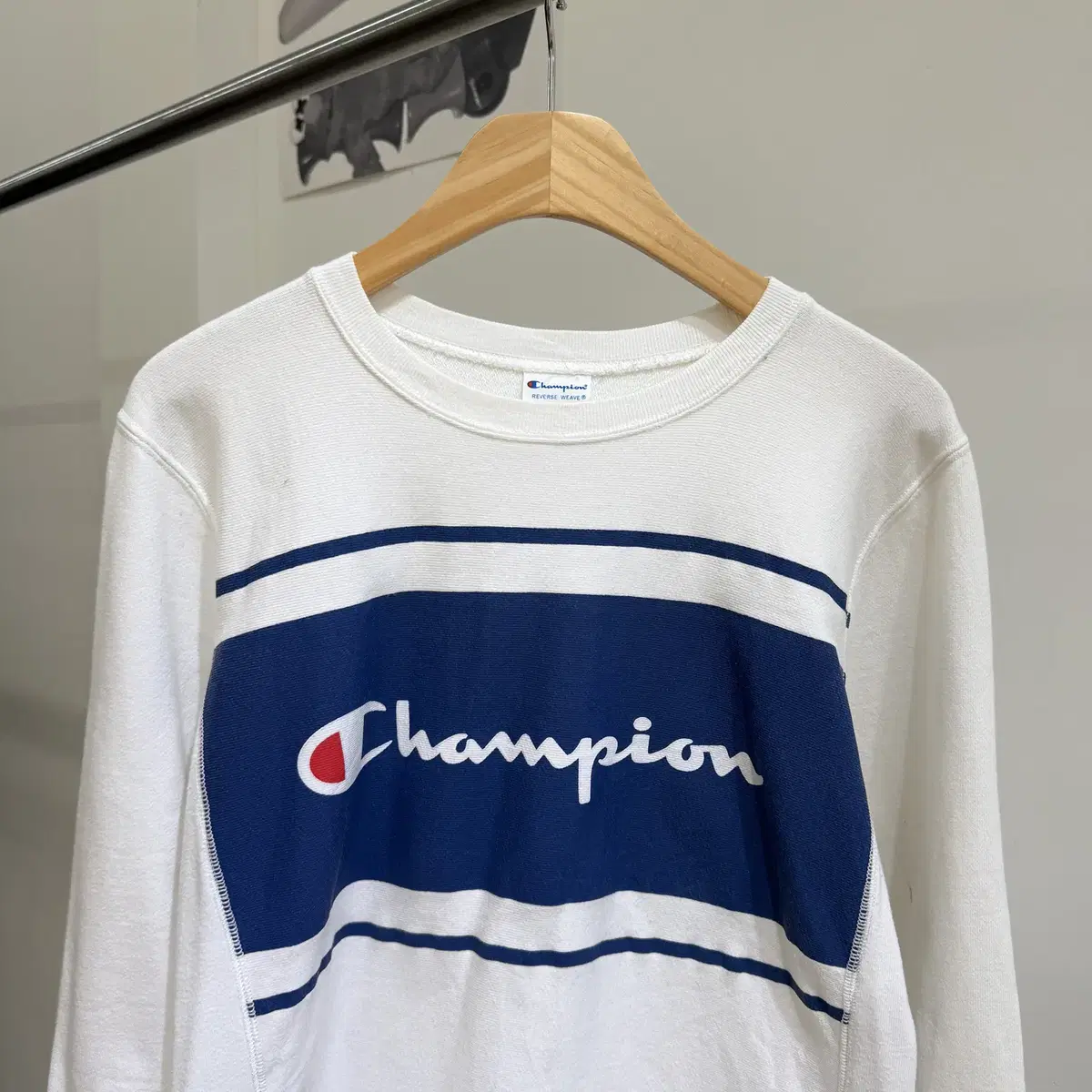 CHAMPION REVERSE WEAVE 화이트 맨투맨