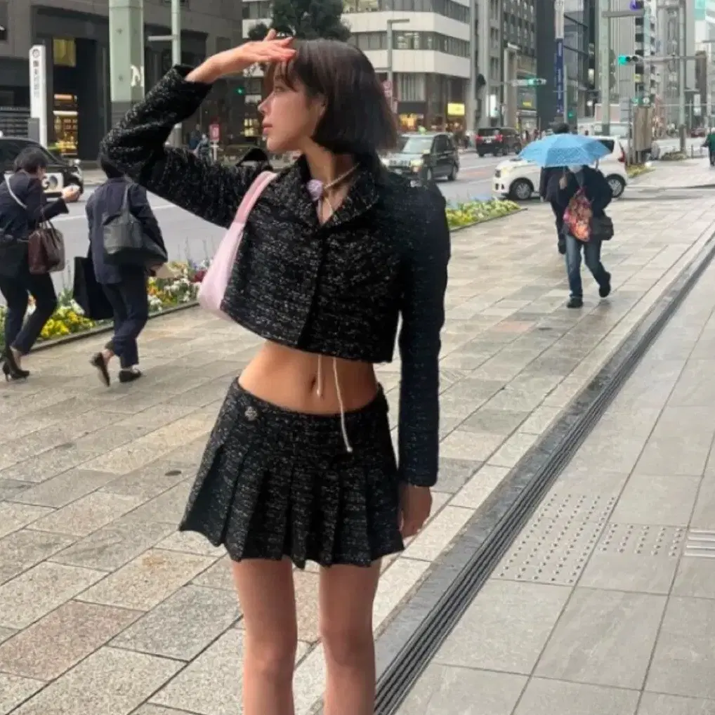 글로니 트위드 스커트 치마 NELLE TWEED SKIRT(BLACK)