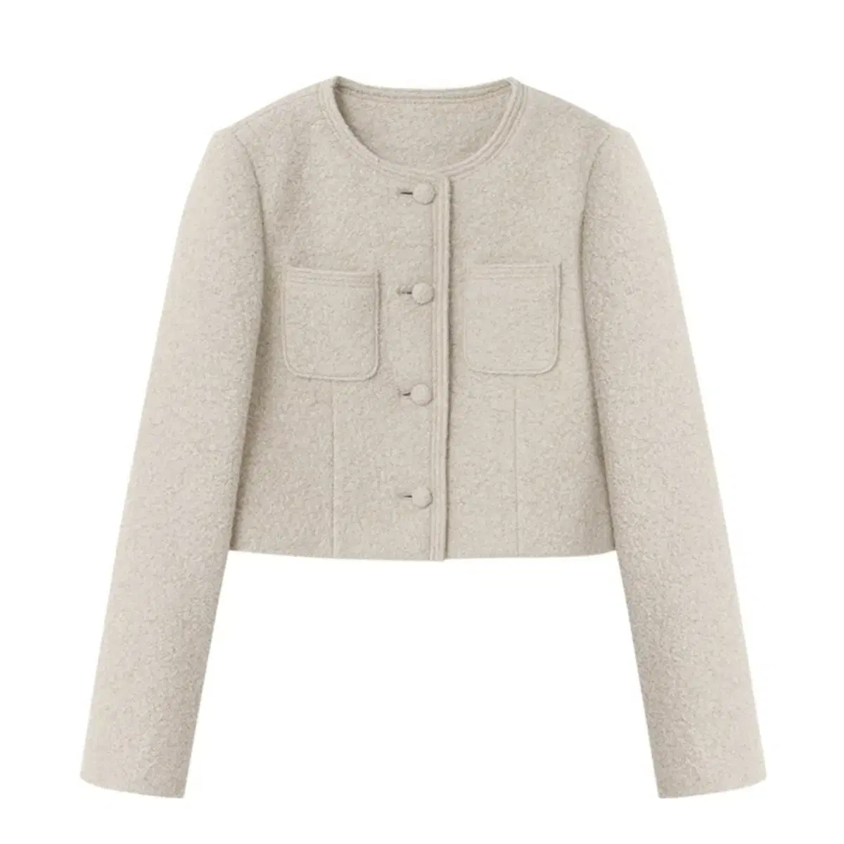 에트몽 Stitch Point Wool Jacket, Beige 트위드