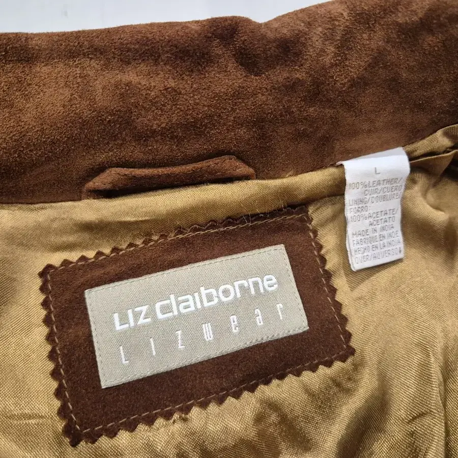 XL>LIZ Claiborne 스웨이드 프린지 자켓