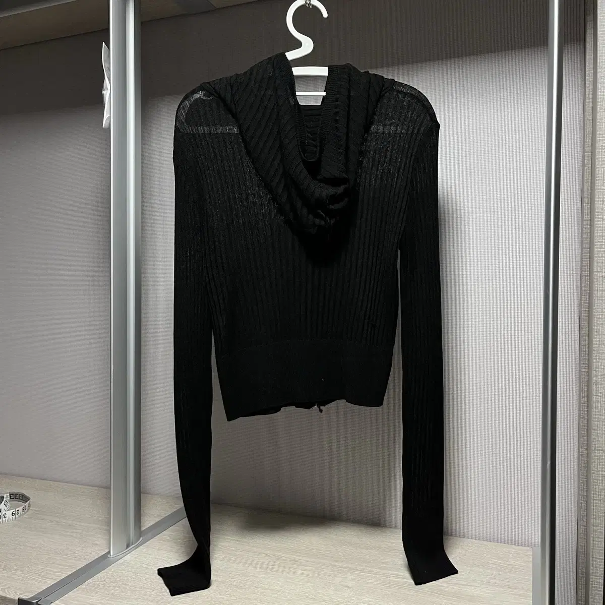 애즈온) NADIA SUMMER KNIT ZIP-UP / BLACK