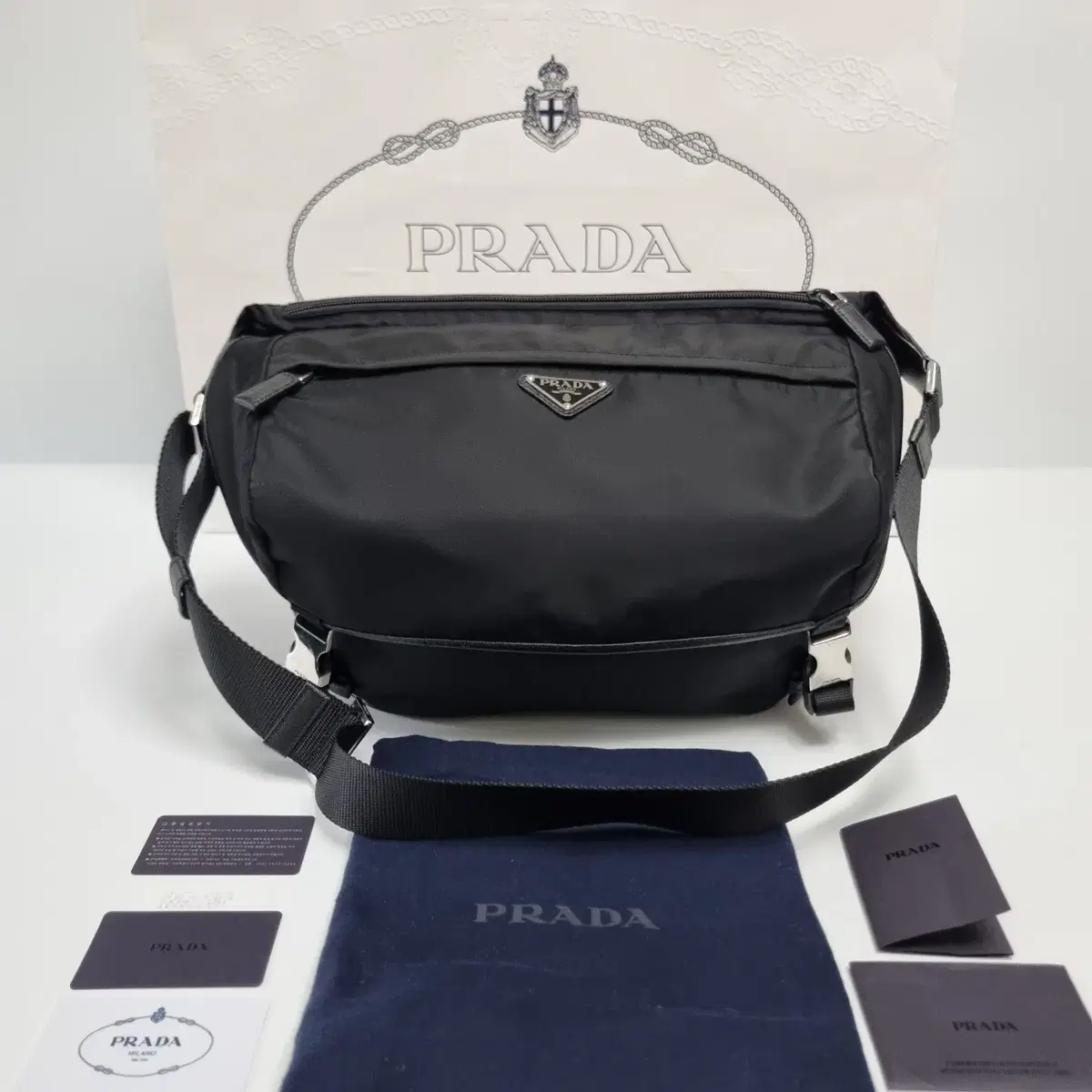 Prada Biker Bag Large Black 2VH991 (top quality, Shinsegae Department Store)