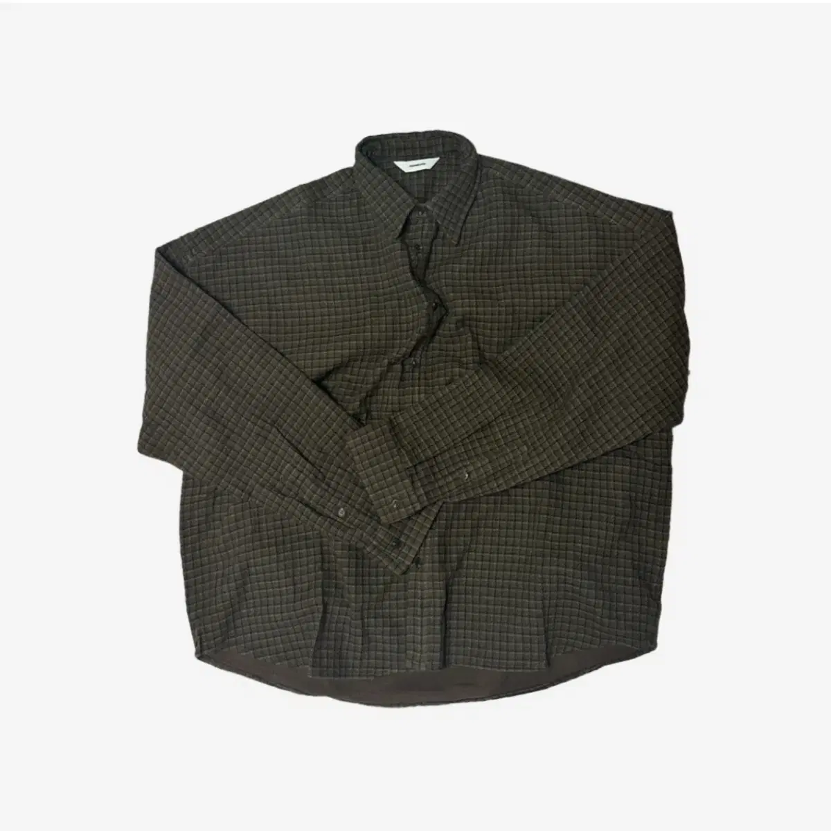 [1] Non-Node Crop Flexible String Check Shirt Brown