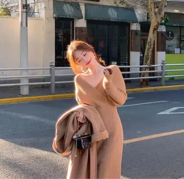 미사용 새상품 니트 원피스 시스루 타이트한 체형 커버 따뜻한 체형 커버