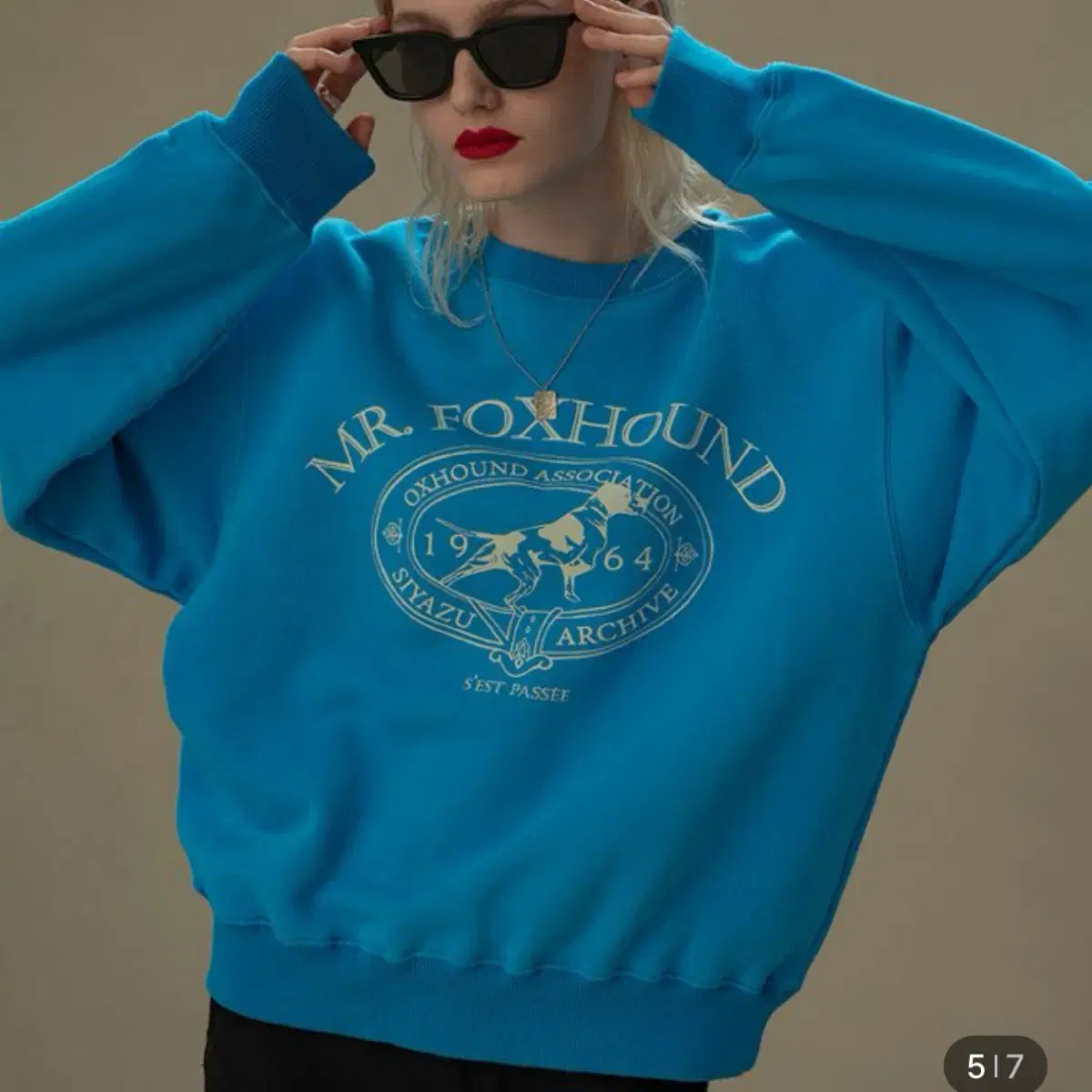 시아쥬 foxhound sweat shirts 맨투맨 브라이트블루