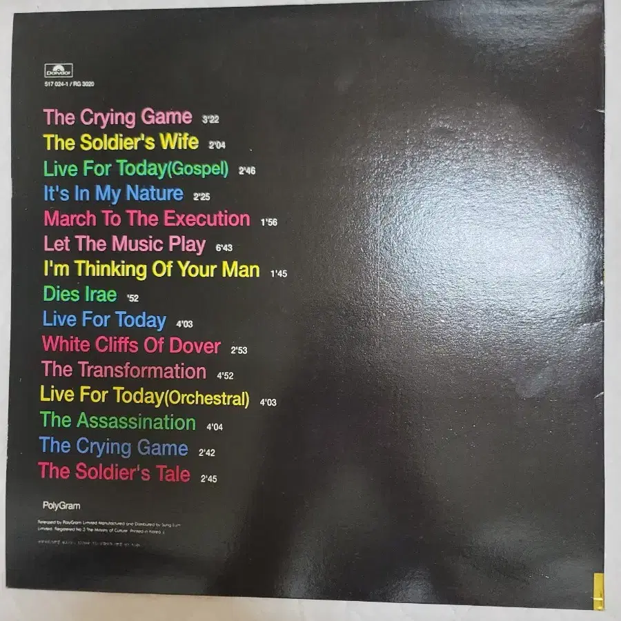 The Crying Game ost lp 보이 조지