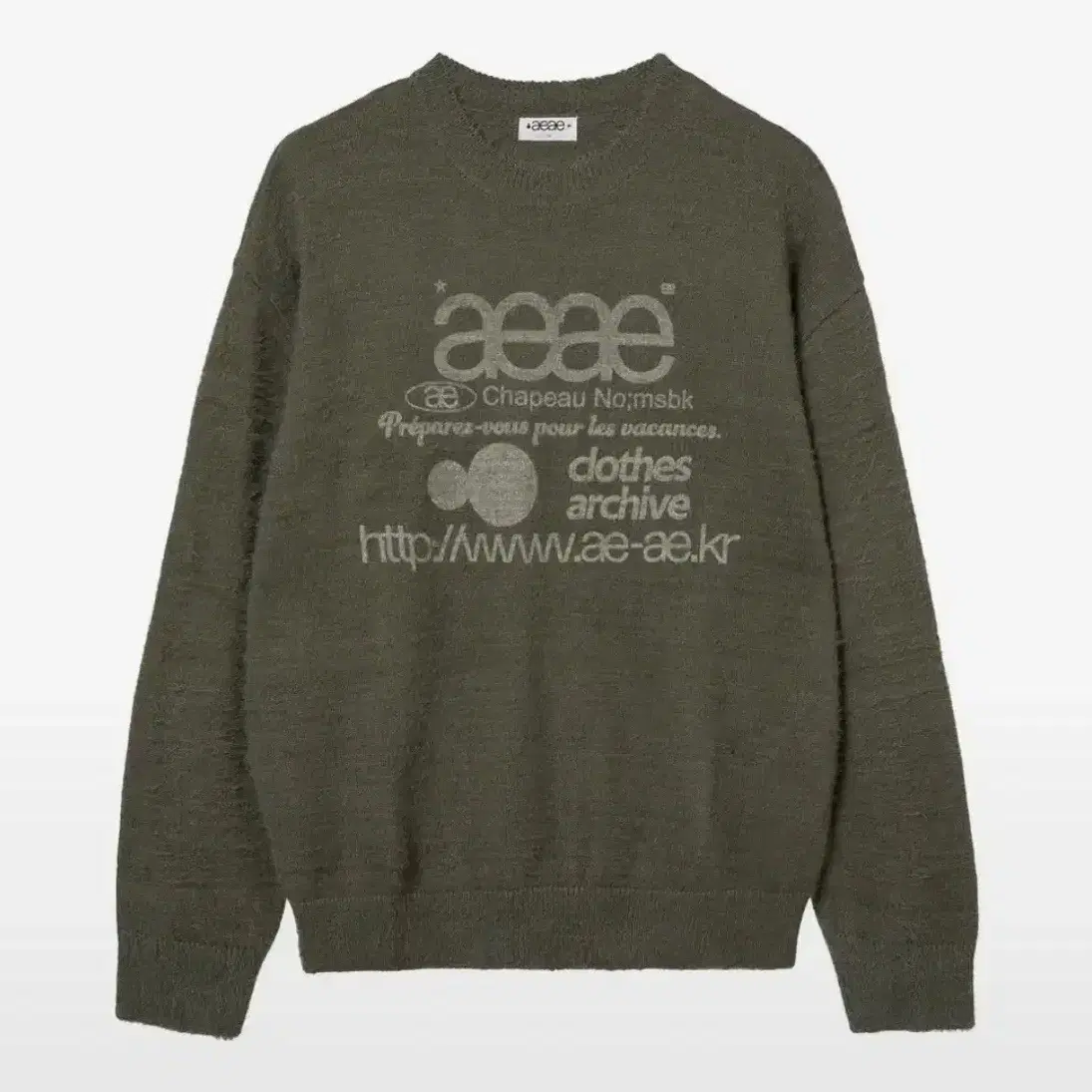 aeae 카키 니트 WEB LOGO HAIRY KNIT [KHAKI]