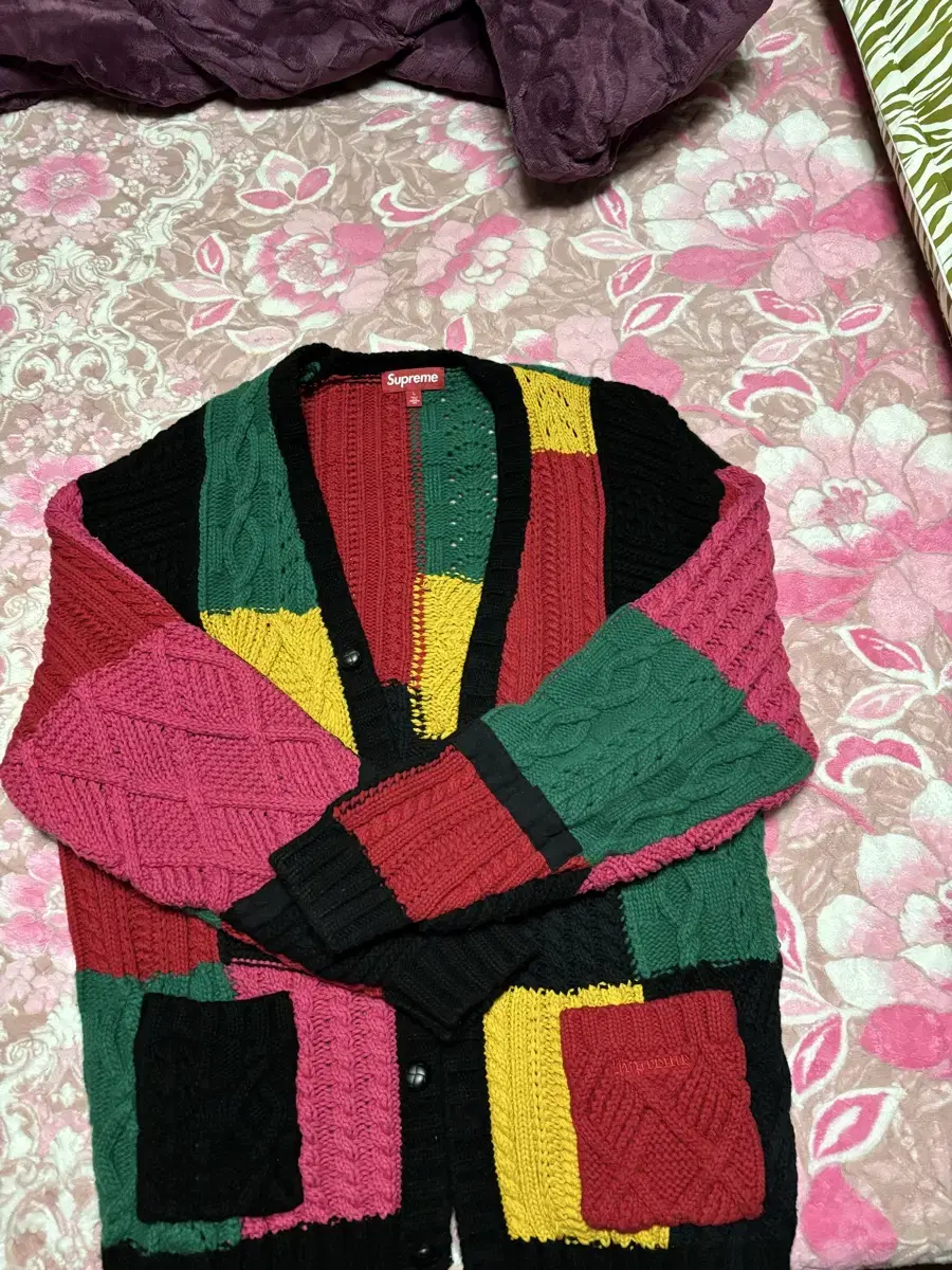 Supreme Patchwork Knit Cardigan L