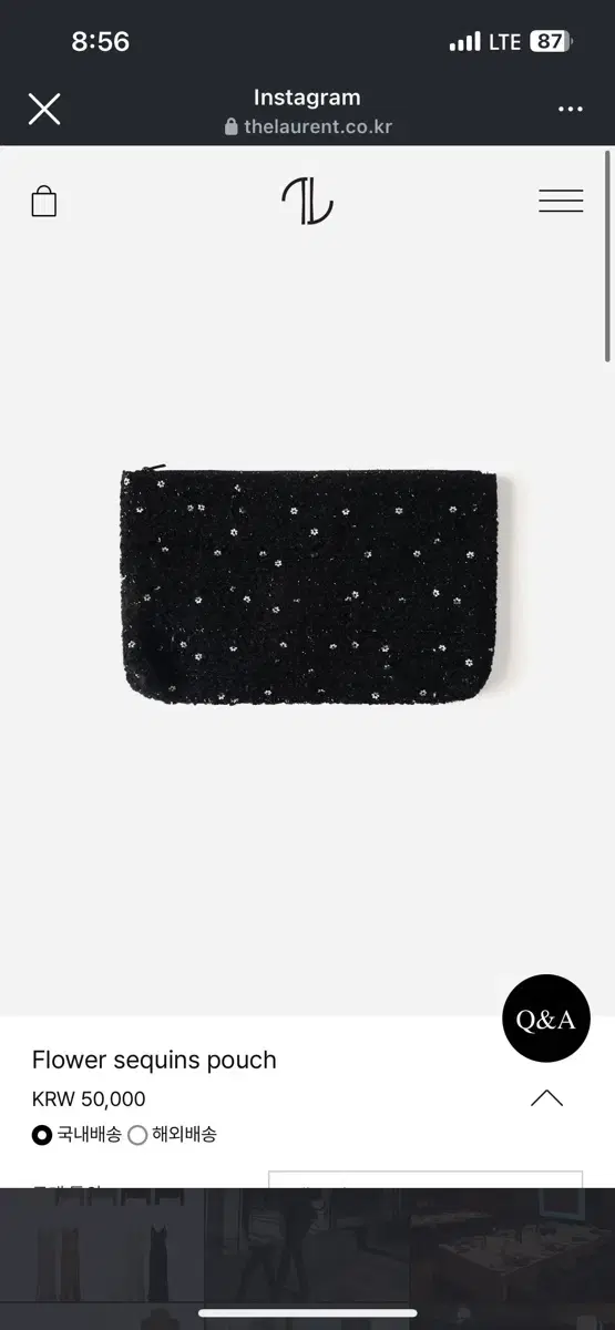 더로랑 Flower sequins pouch