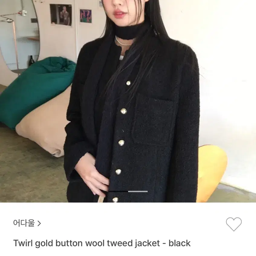 어다울 자켓 Twirl gold button wool tweed jack