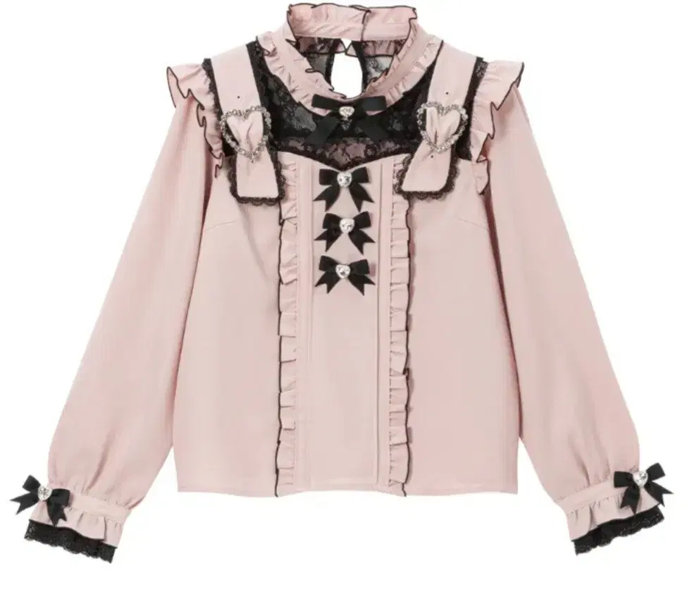 DearMyLove Heartbelt Choker Bijoux Blouse LL Pink & Black San Mines