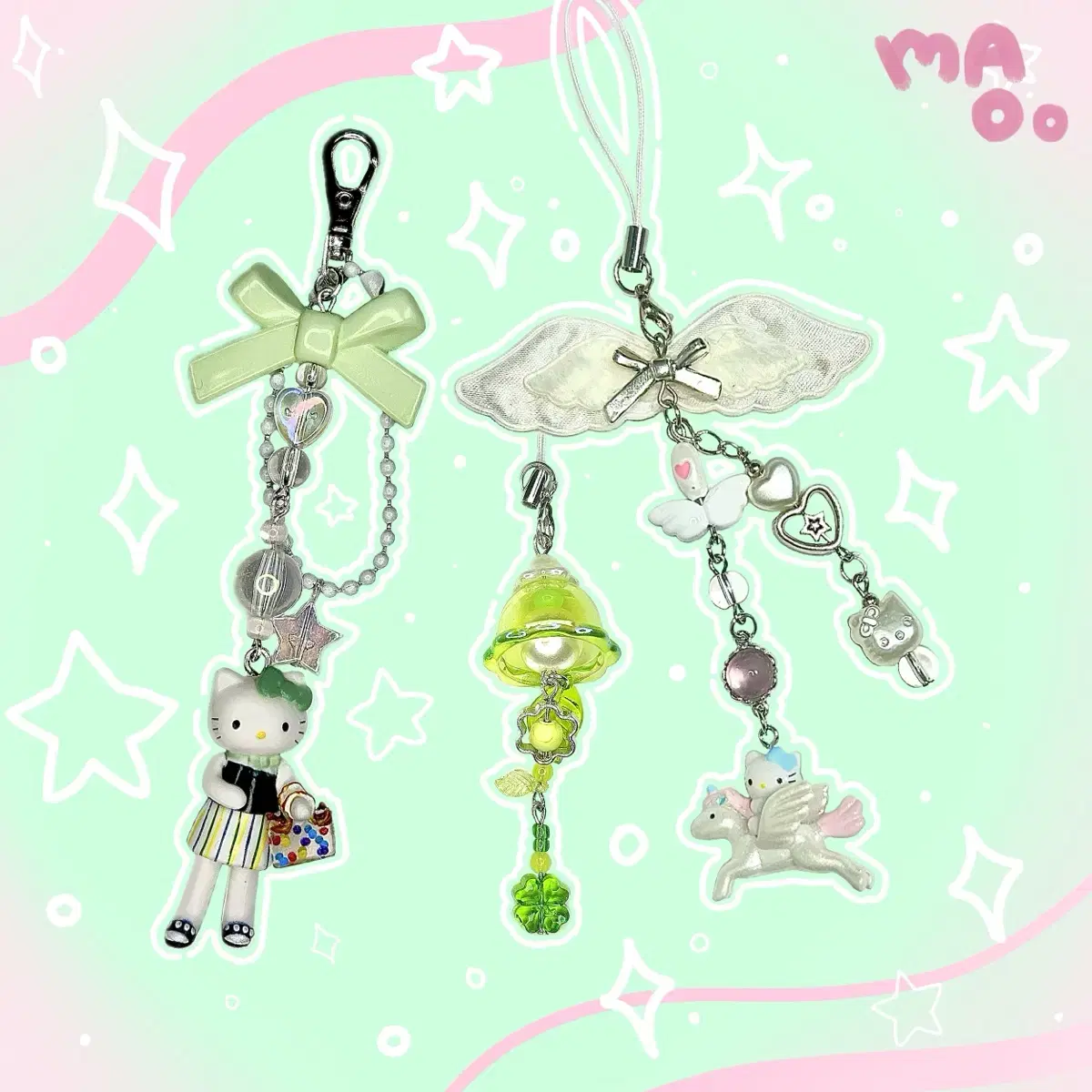 Customizable beads keyring ( Mori Girl, Gyaru, Y2K )