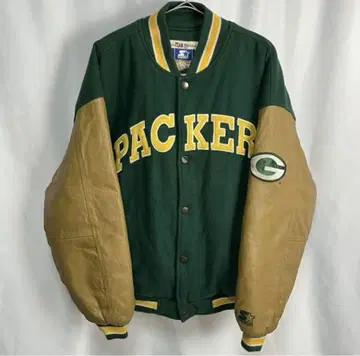 90s STARTER NFL PACKERS 소매 가죽 울 스타잔