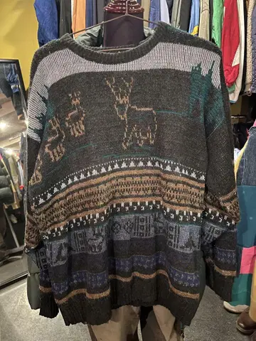 스웨터 GRAPHIX 사슴 패턴 70 ~80 빈티지 스웨터