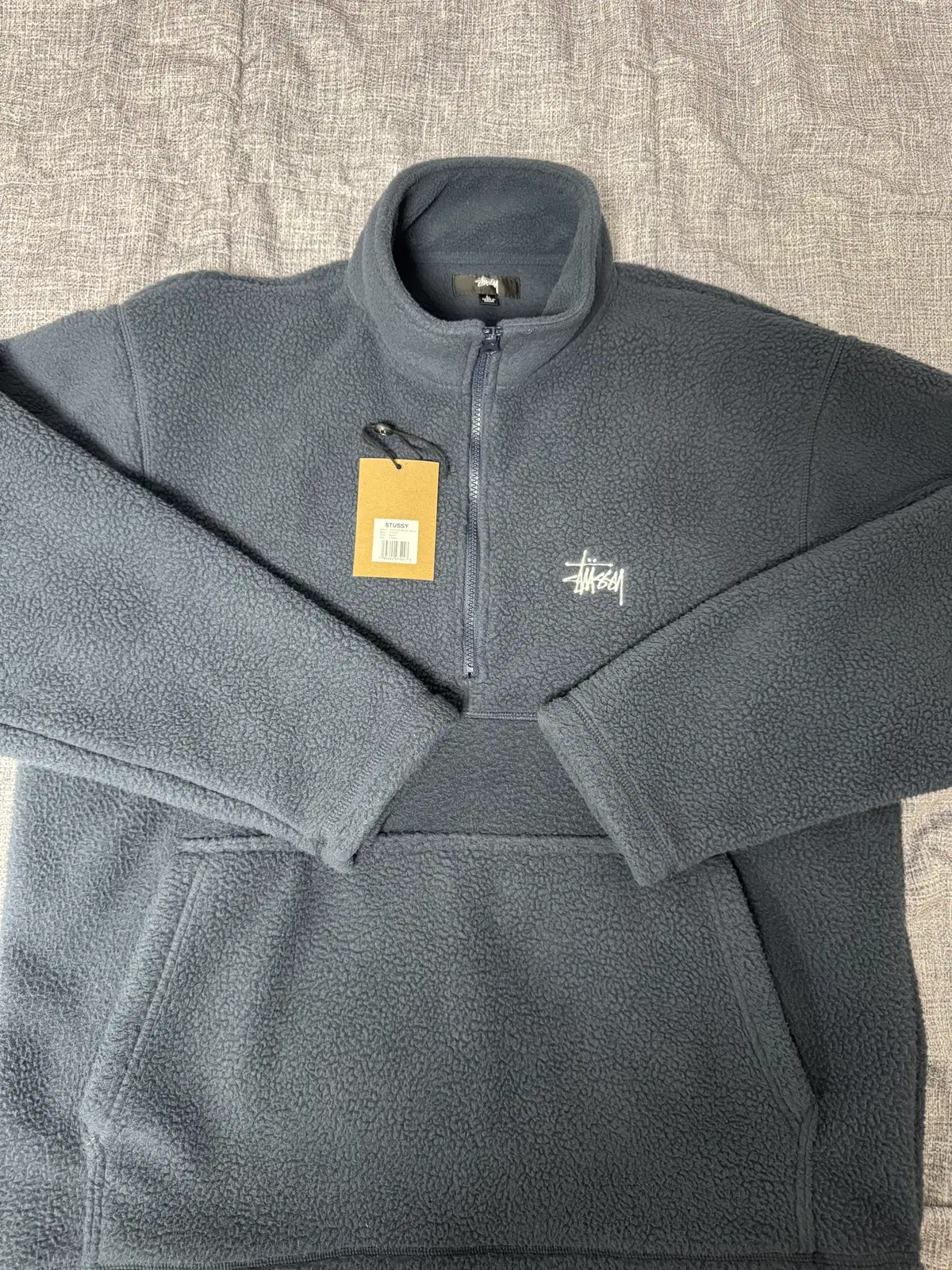 [L] Stussy Half Zip Mockneck Navy