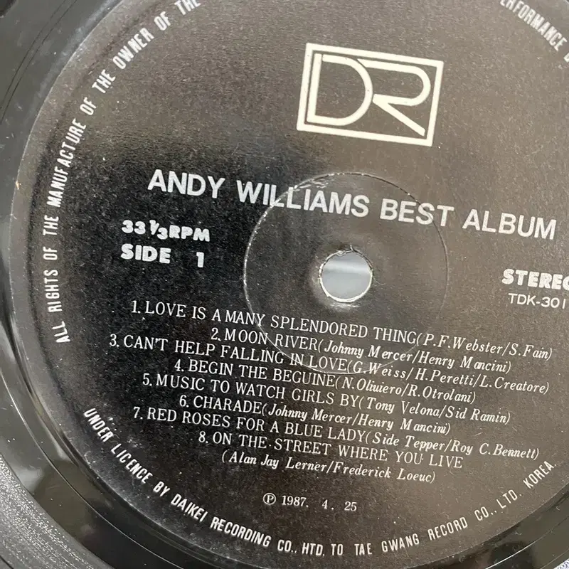 ANDY WILLIAMS LP / AA7137