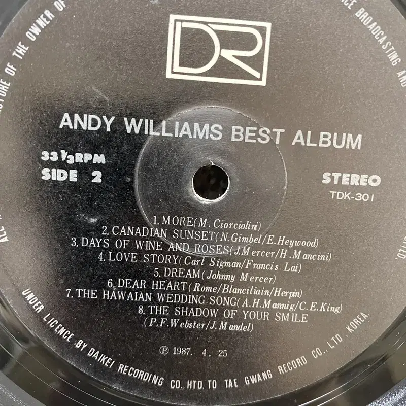 ANDY WILLIAMS LP / AA7137